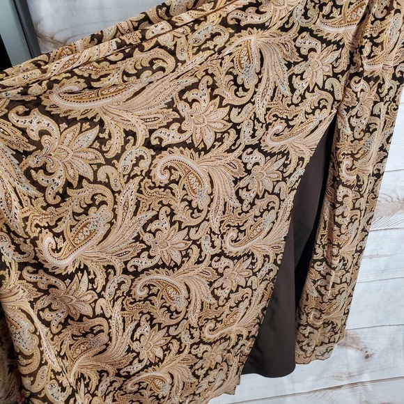 Lauren Ralph Lauren Dress Womens 6 Paisley Crinkle Georgette One Shoulder Gown - Picture 6 of 12